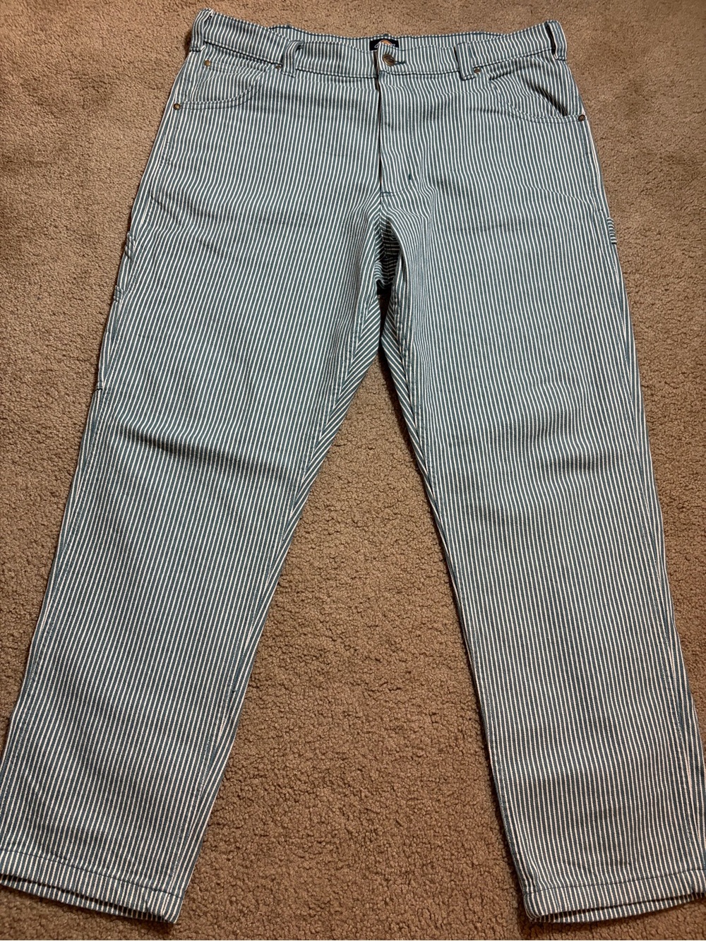 Dickies Men's Blue and White Pinstripe Chinos